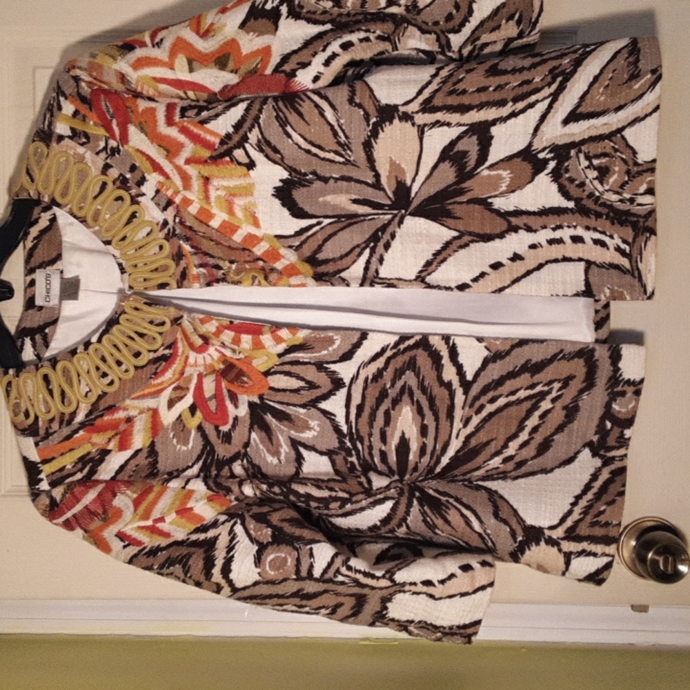Chico's beautiful colorful lined jacket size 2